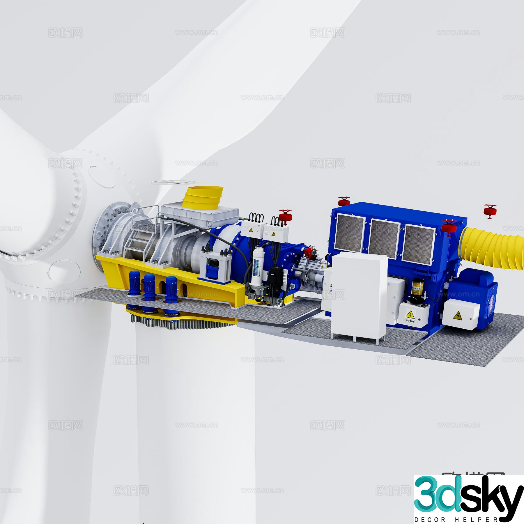 Wind turbine wind turbine with internal equipment wind turbine construction 3d model