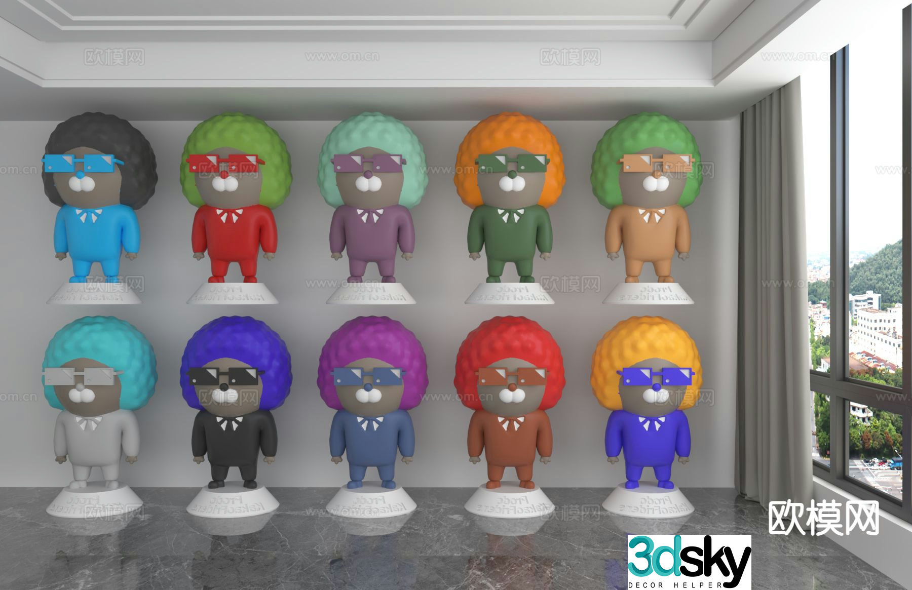 3D model of modern doll trendy ornaments