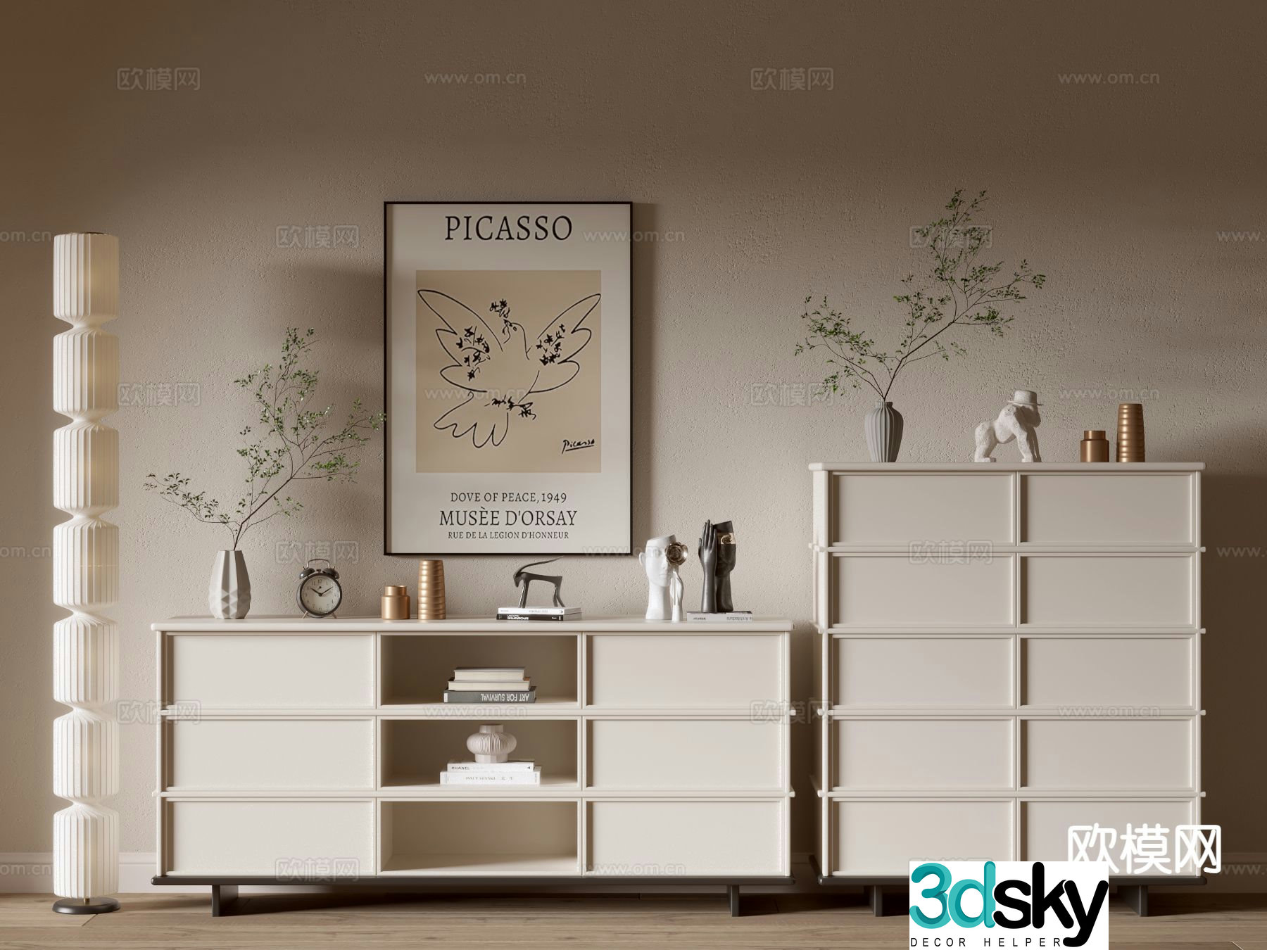 Cream style entrance cabinet drawer cabinet storage cabinet entry cabinet 3D model