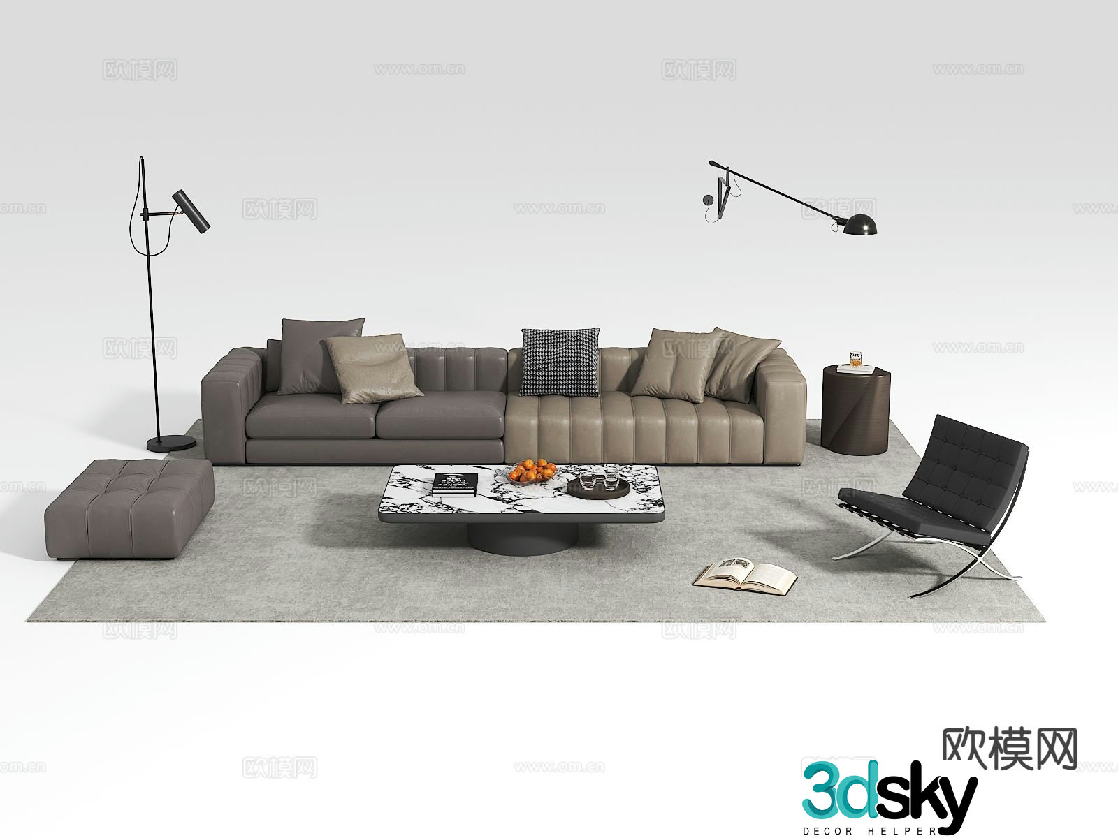Modern sectional sofa 3d model