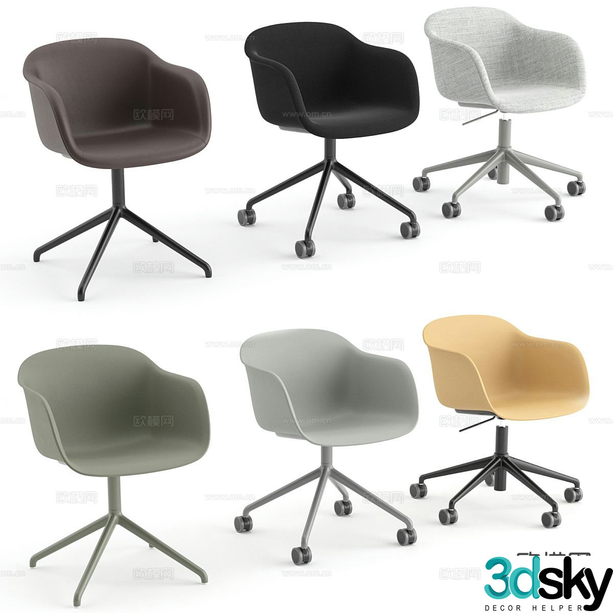 Modern chair swivel chair office chair 3d model