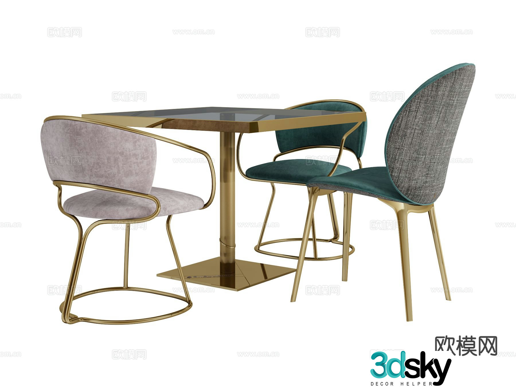 visionnaire Italian light luxury dining table and chairs 3D model