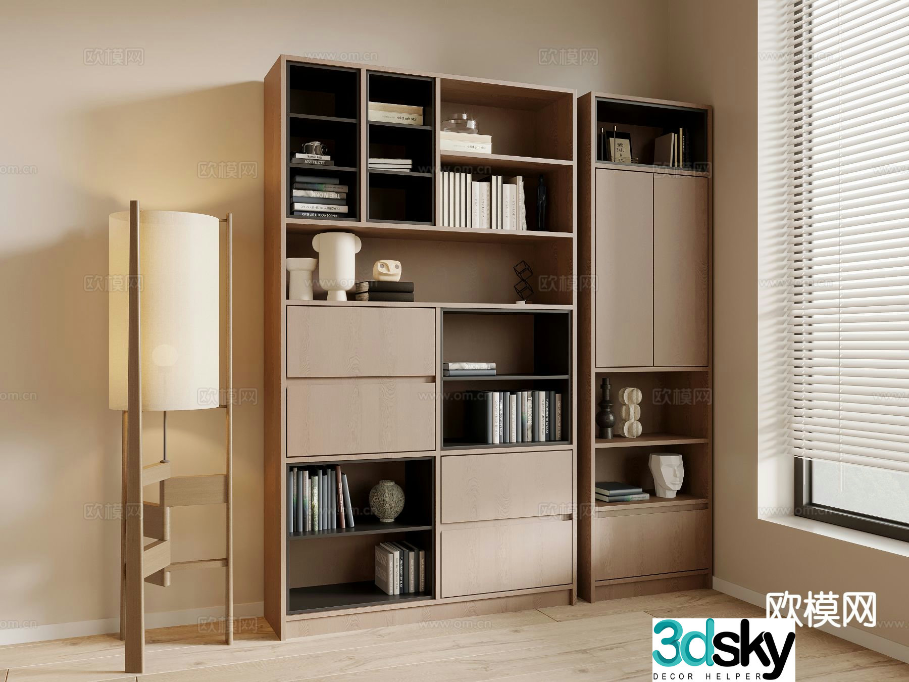 Medieval style bookcase bookshelf 3d model