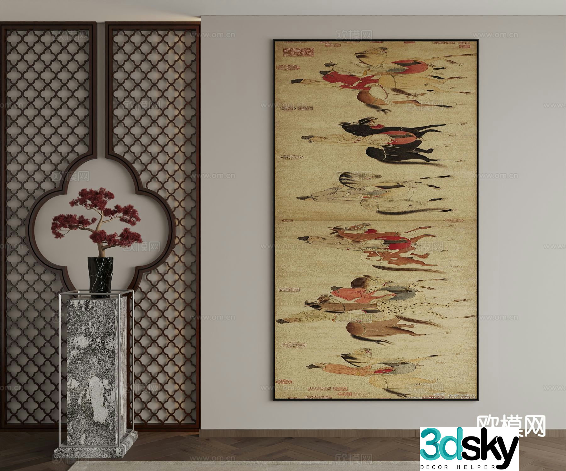 New Chinese style decorative painting art painting hanging painting 3d model