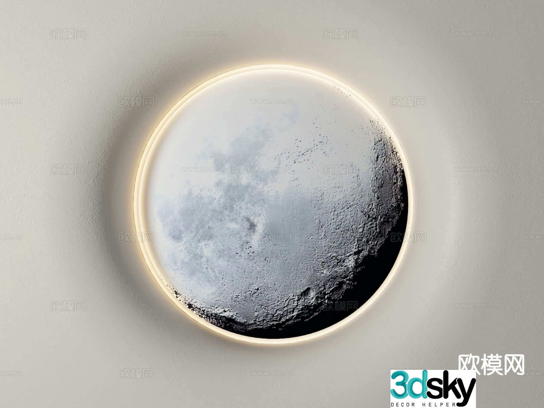 Modern moon lamp plaster lamp bedside lamp 3d model