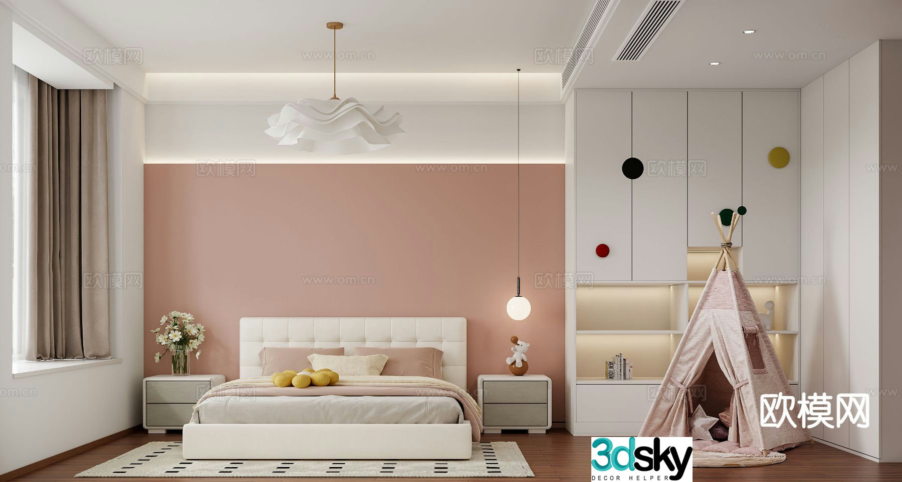 Modern children’s room girl’s room kid’s room 3d model