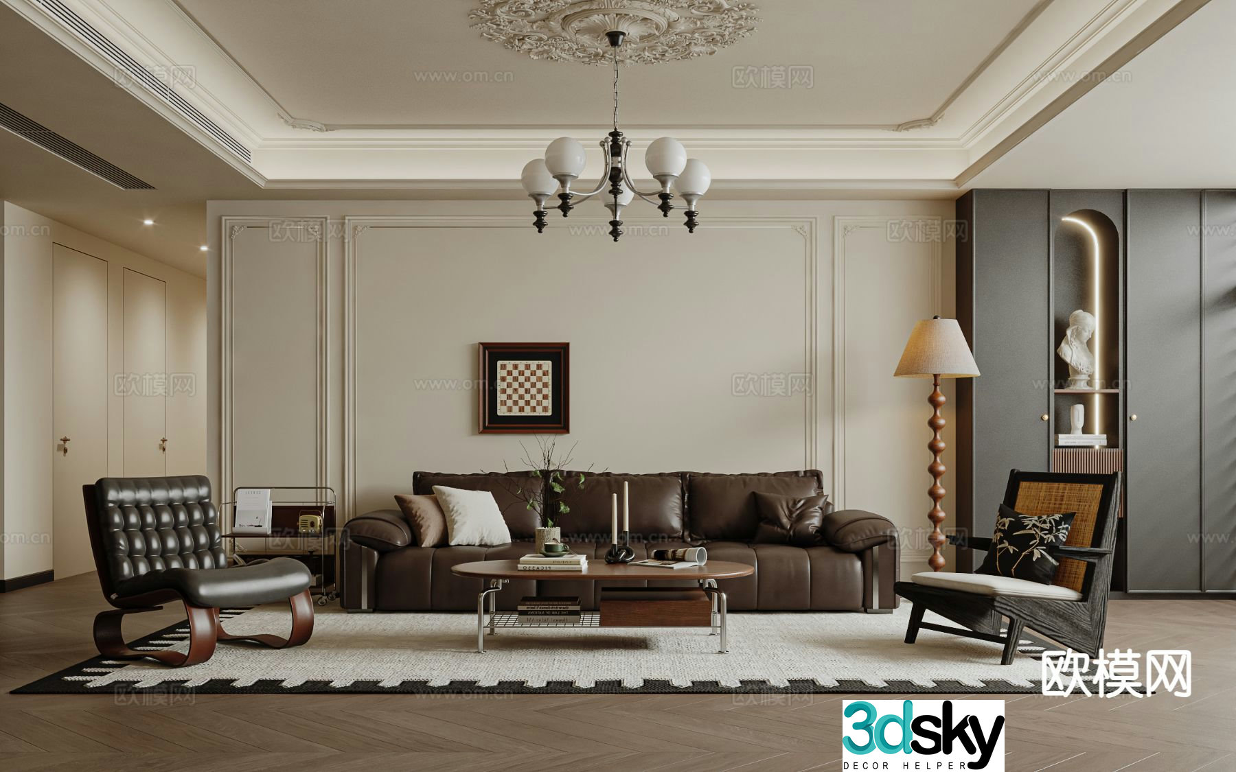 French retro living room 3d model