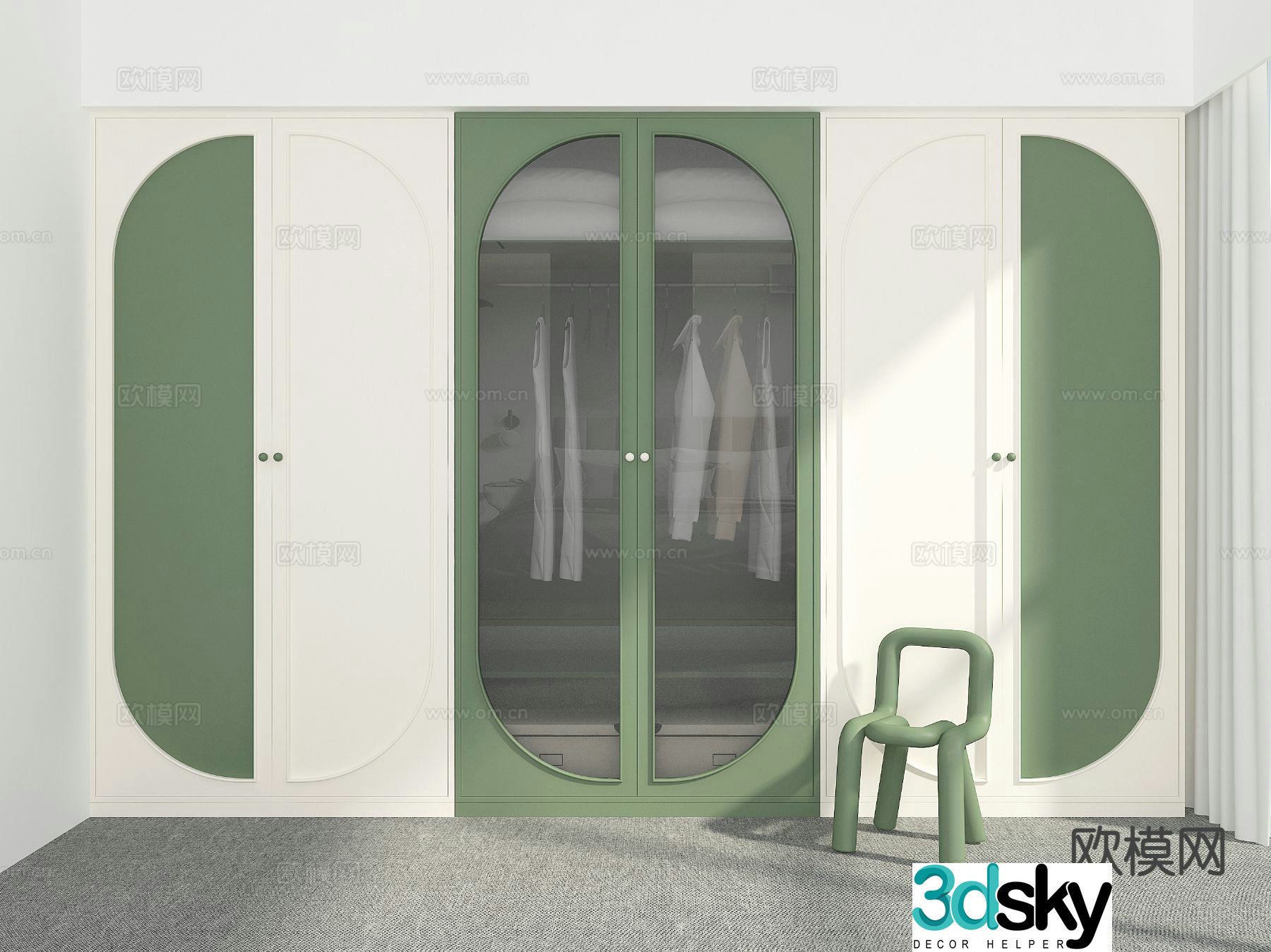 Modern wardrobe glass wardrobe 3d model