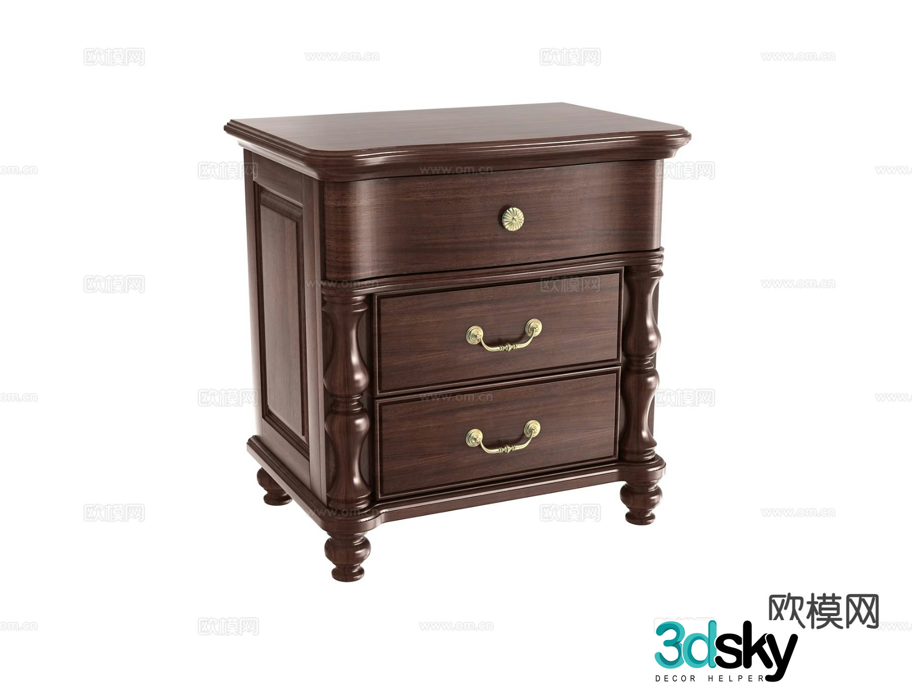 American bedside table 3d model