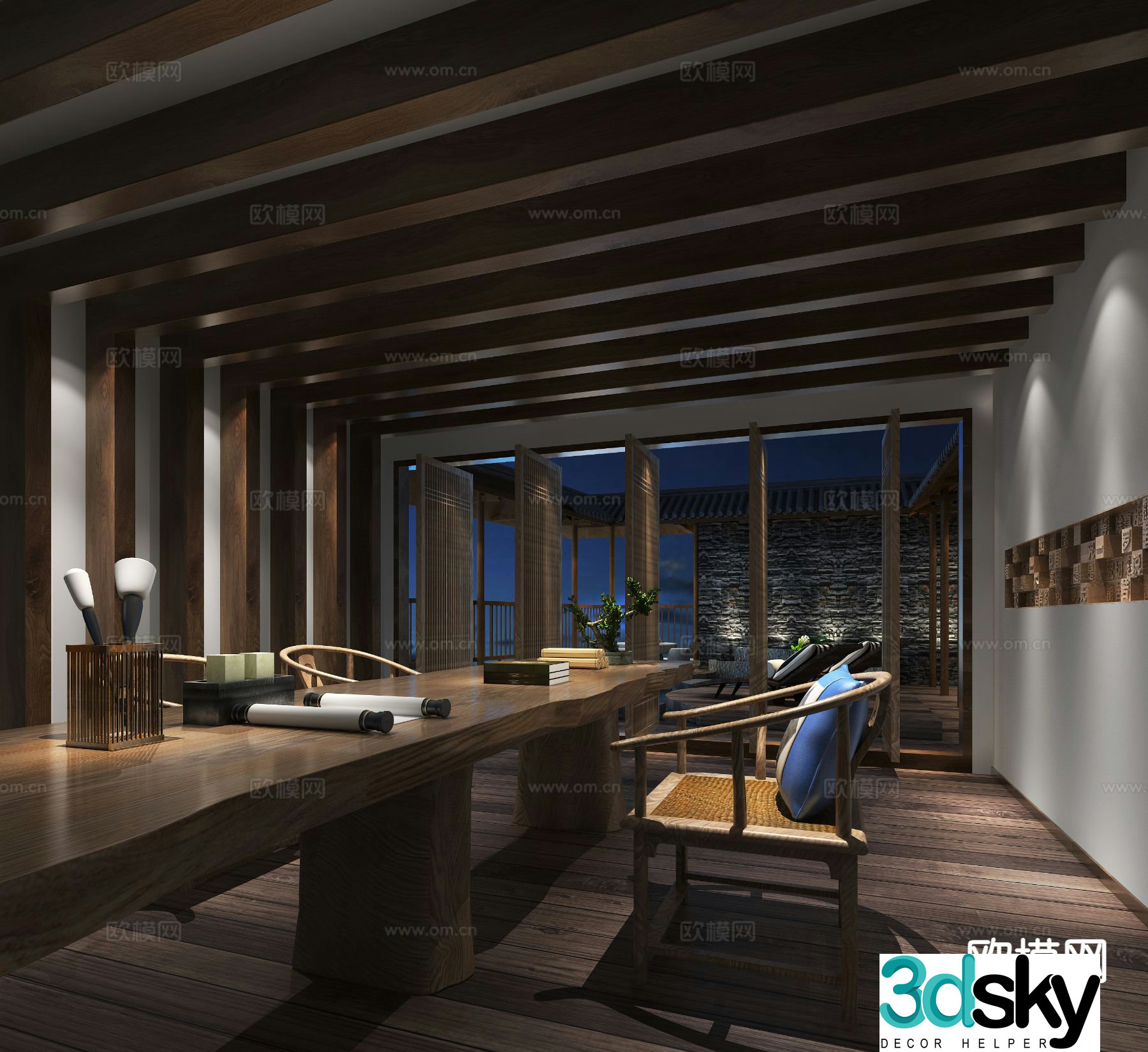 Chinese study room 3d model
