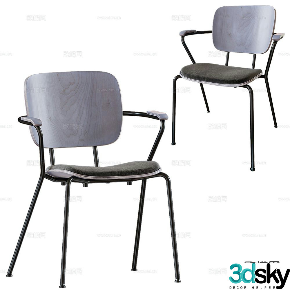 Verges wooden chair dining chair 3d model