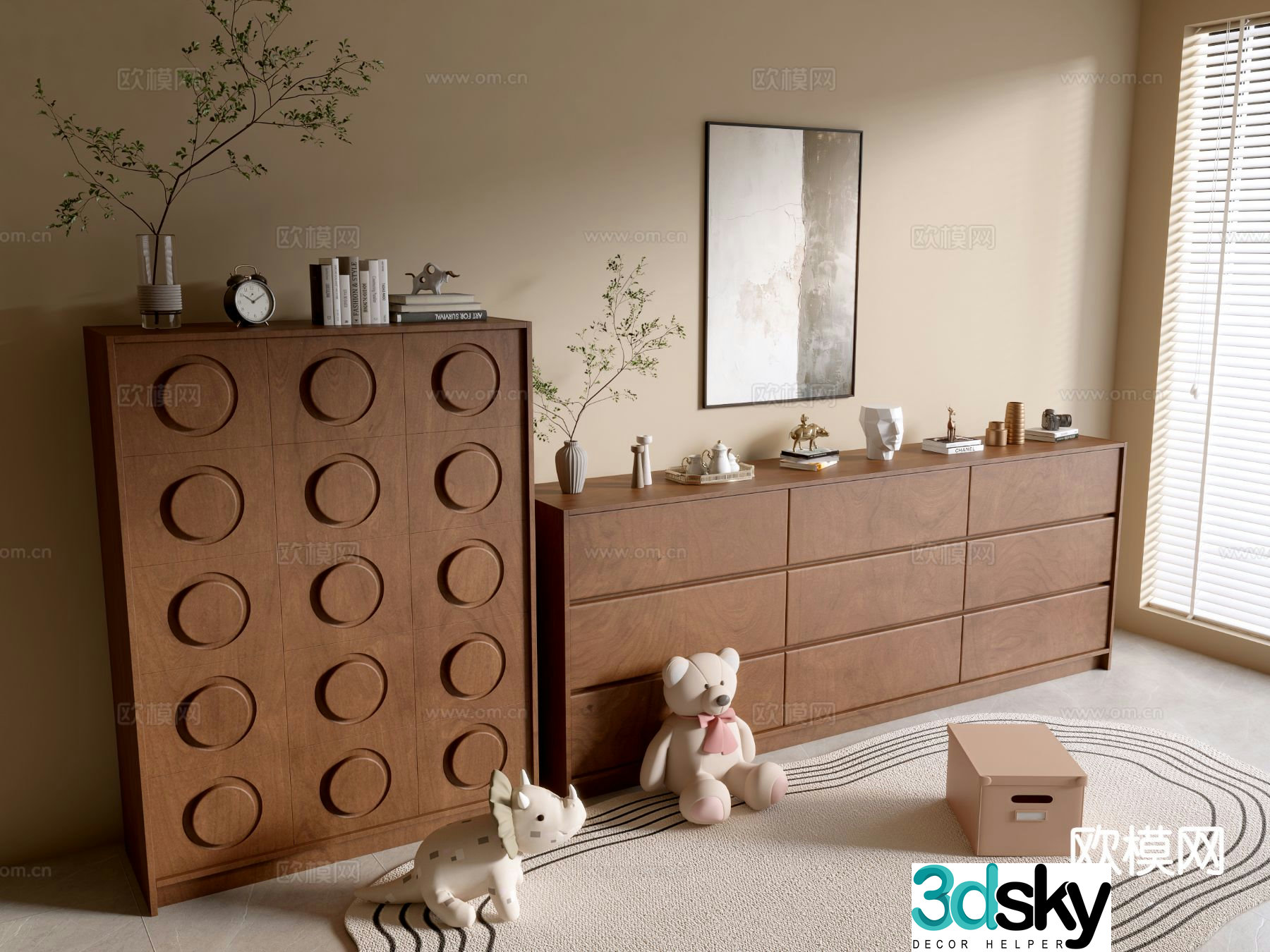 Medieval style entrance cabinet chest of drawers side cabinet chest of drawers 3D model