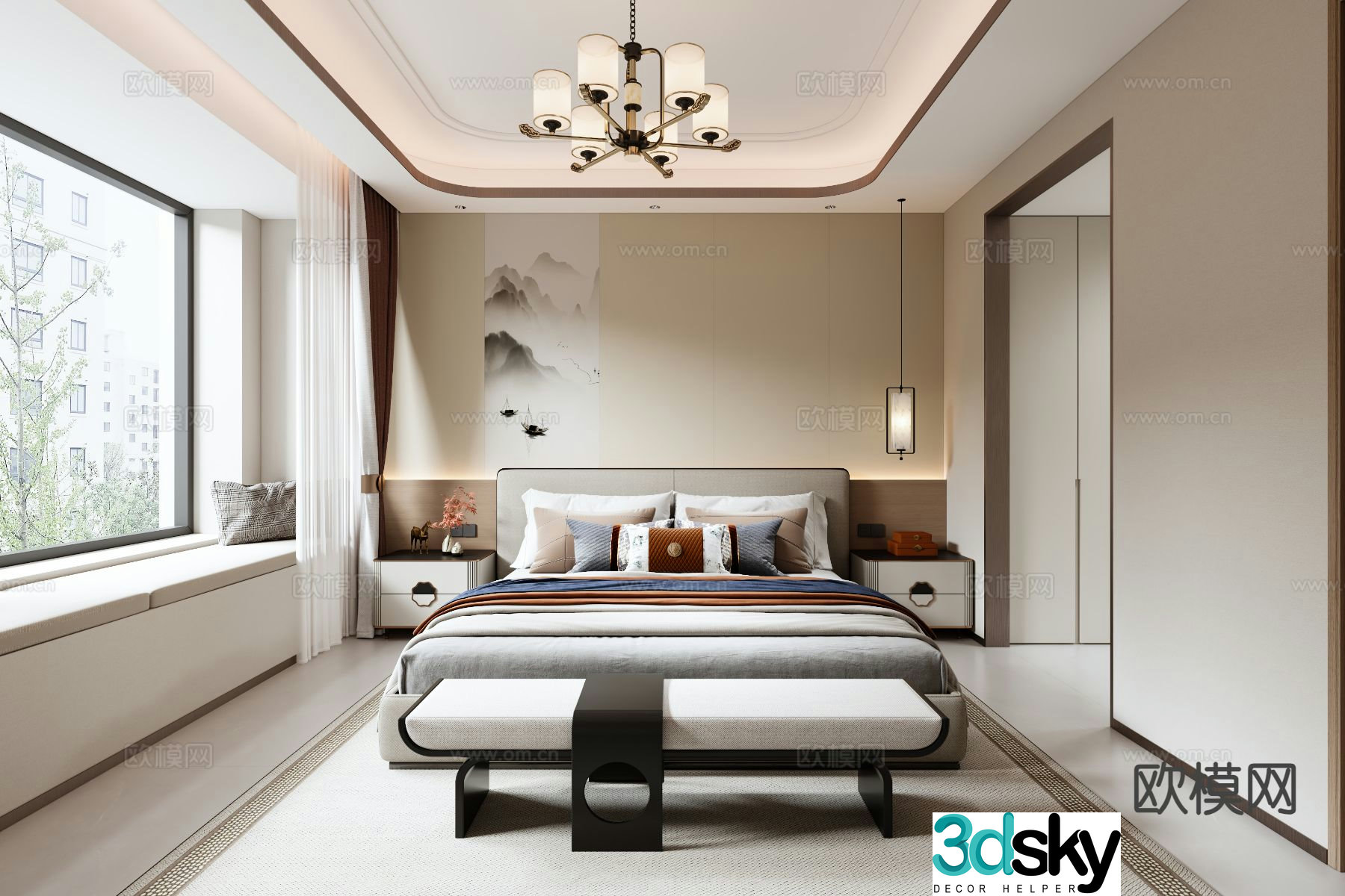 New Chinese style bedroom master bedroom elderly room 3d model