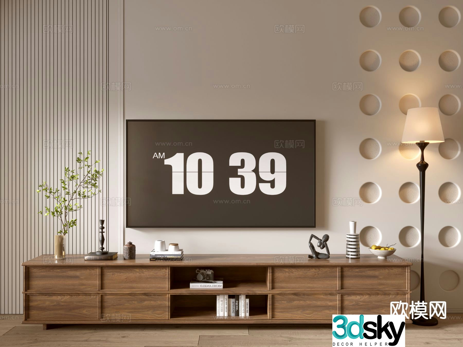 Log style TV cabinet 3D model