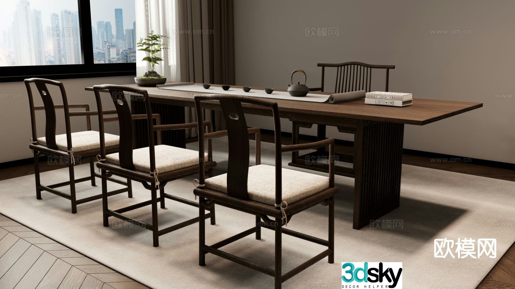 New Chinese style tea table tea table 3d model