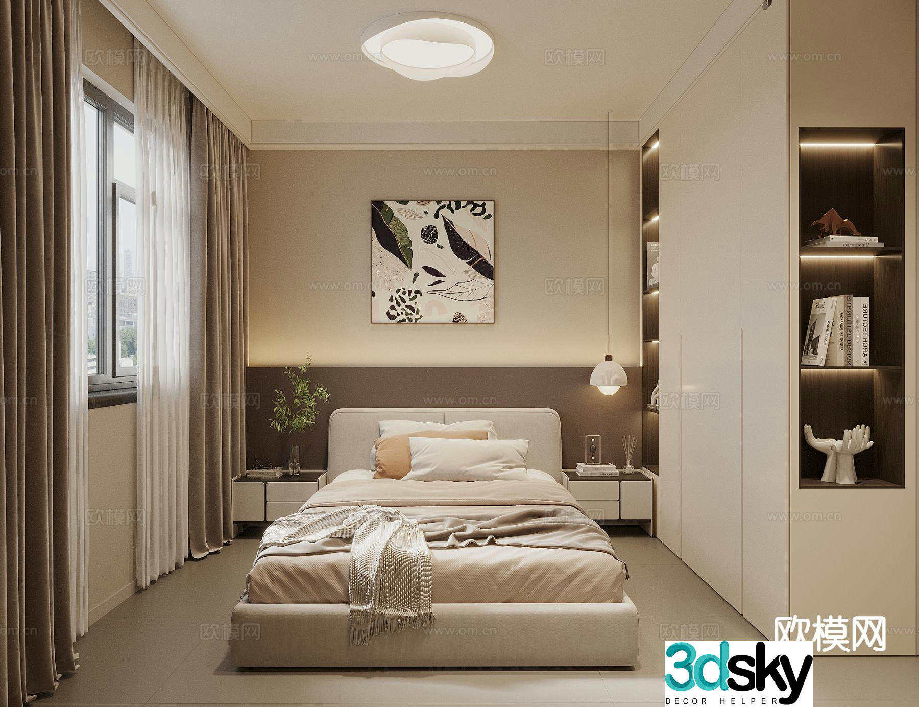 Cream style bedroom second bedroom 3D model
