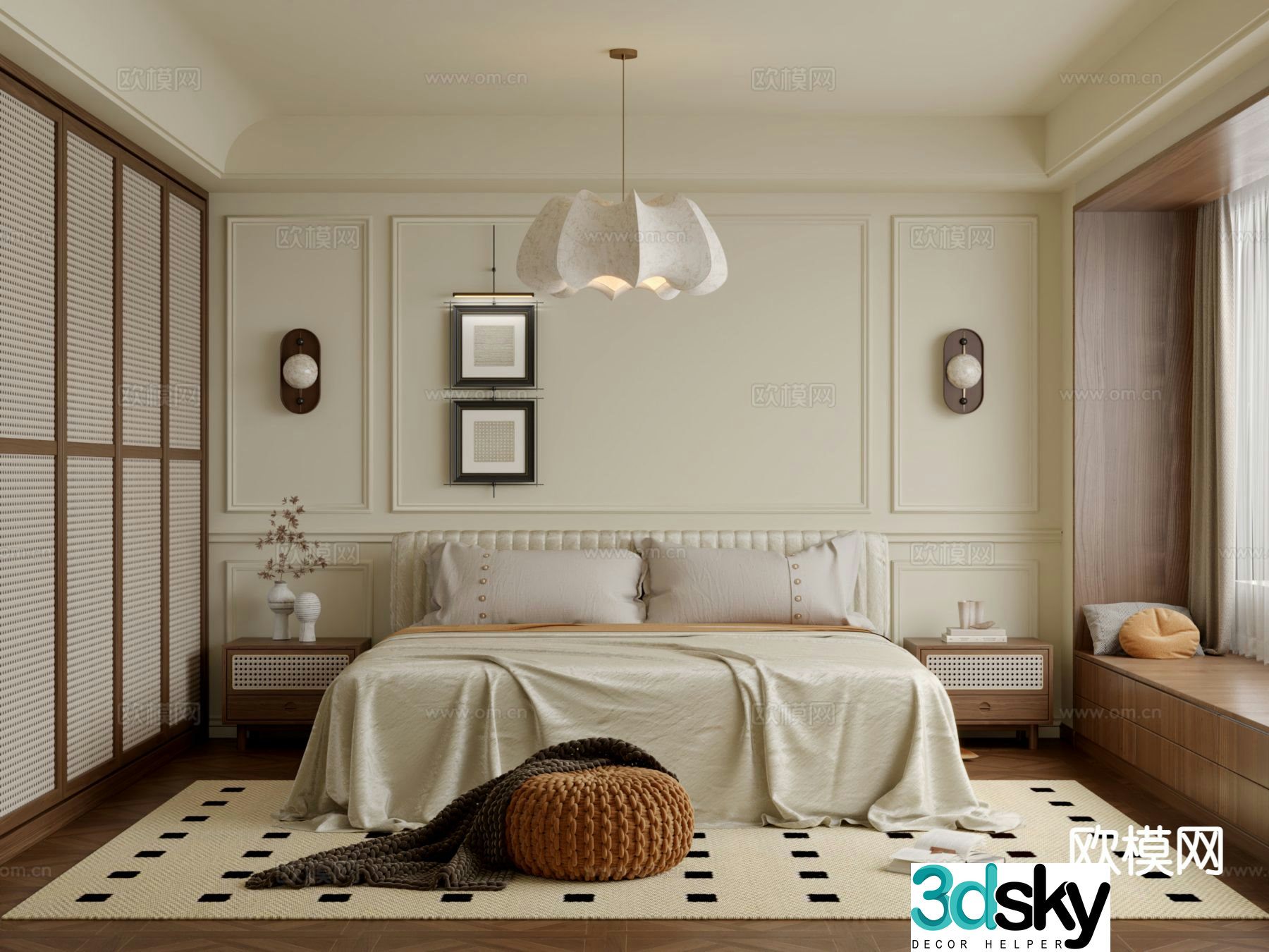 Medieval style bedroom master bedroom 3d model