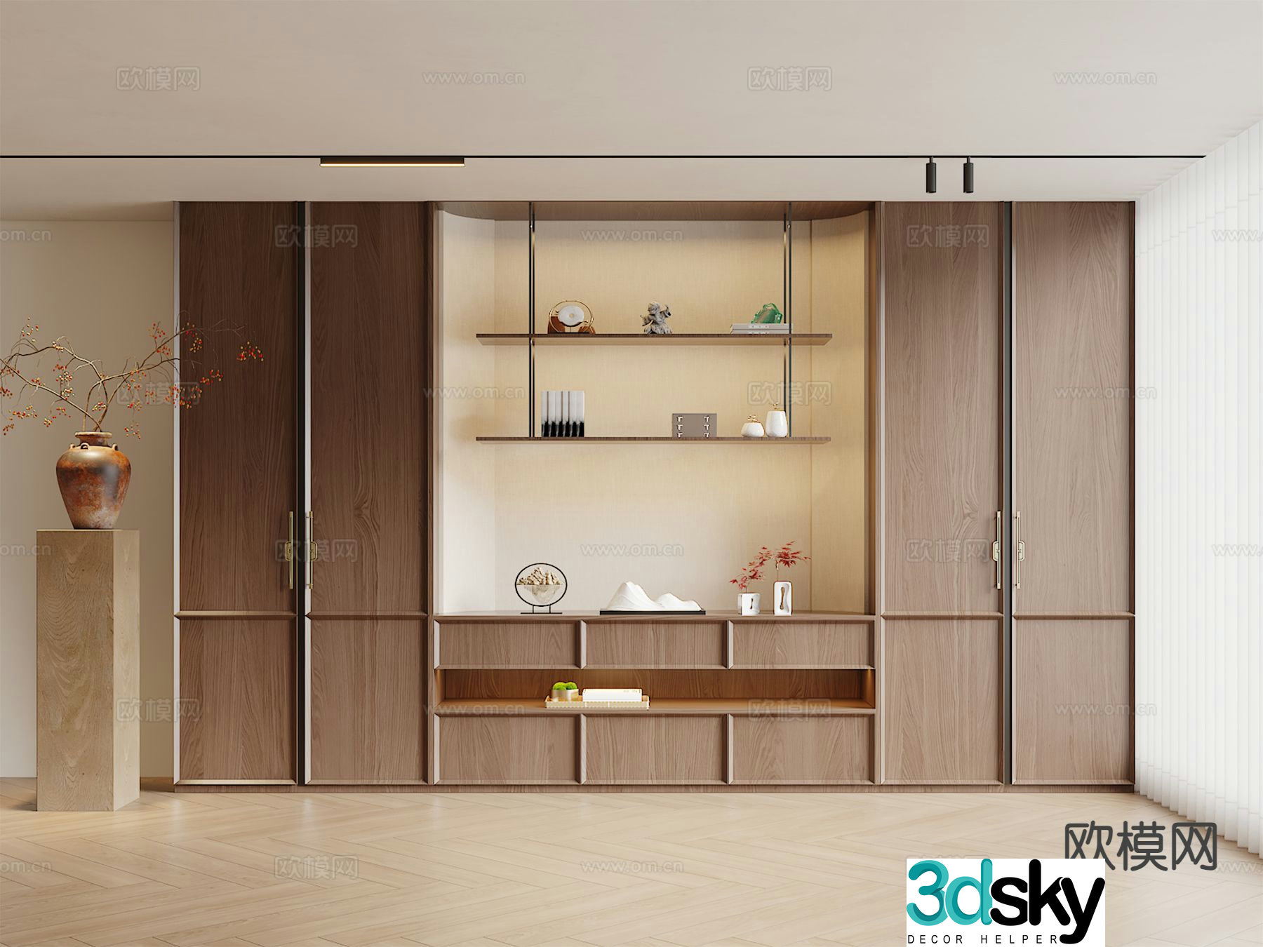 Chinese style decorative cabinet display cabinet 3d model