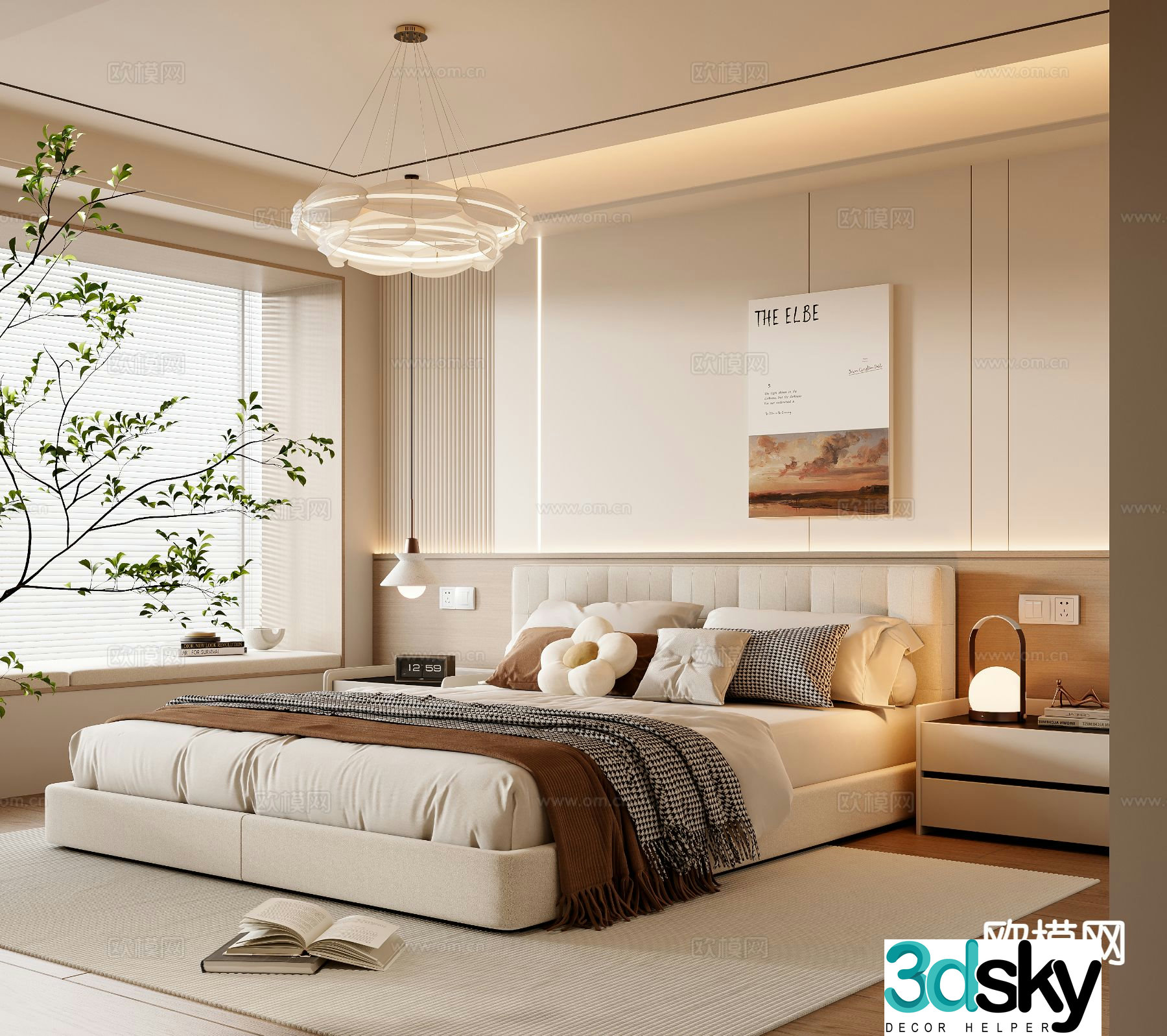 Cream style bedroom master bedroom 3d model