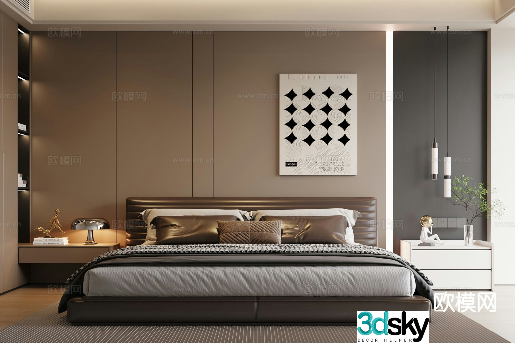 Italian double bed finished bed 3d model