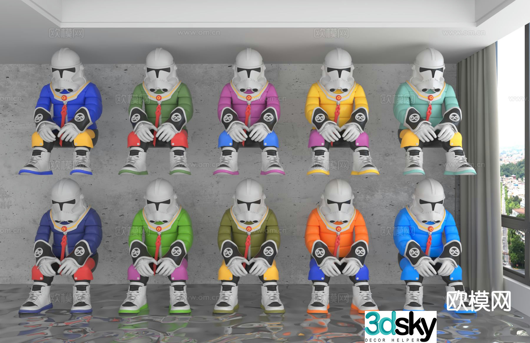 Modern cartoon trendy ornaments 3D model