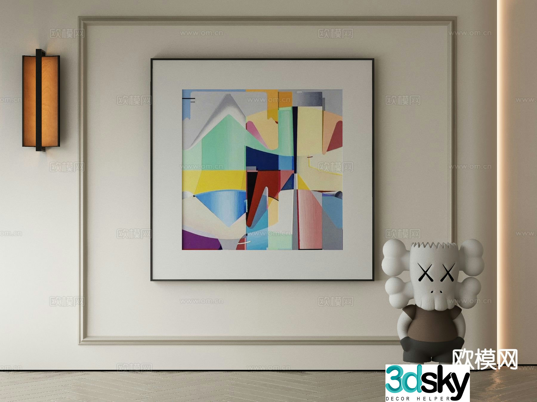 Modern texture painting decorative painting 3d model