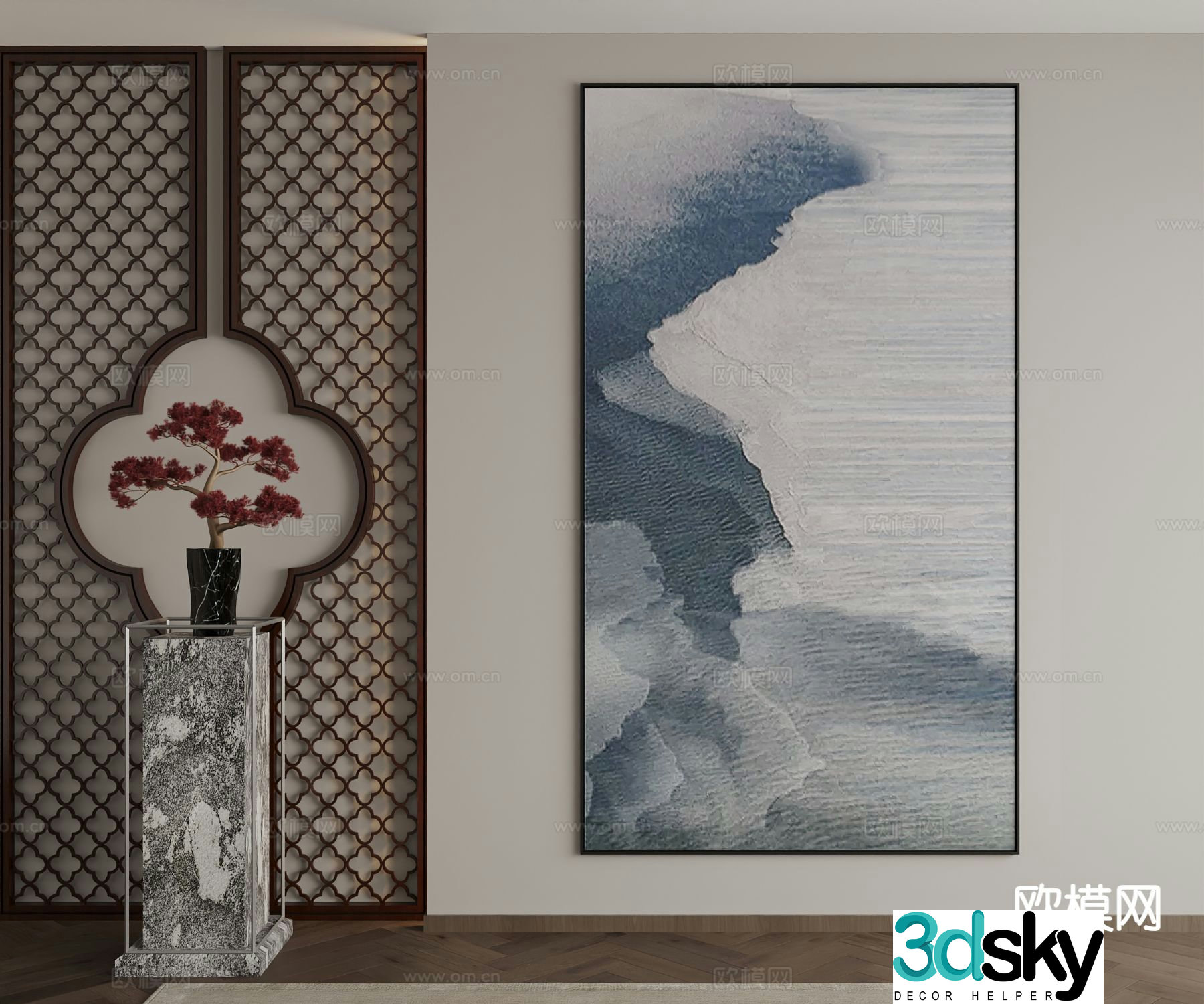 New Chinese style decorative painting art painting hanging painting 3d model