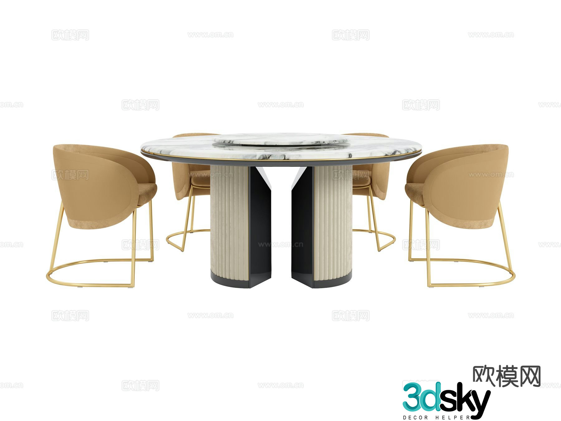 visionnaire italian dining table and chairs 3d model