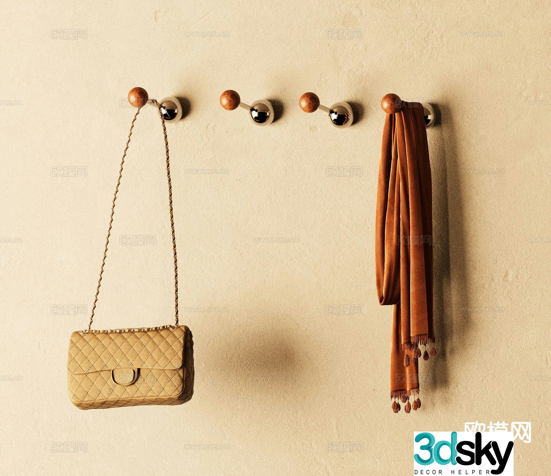 Wabi-sabi coat hook 3d model