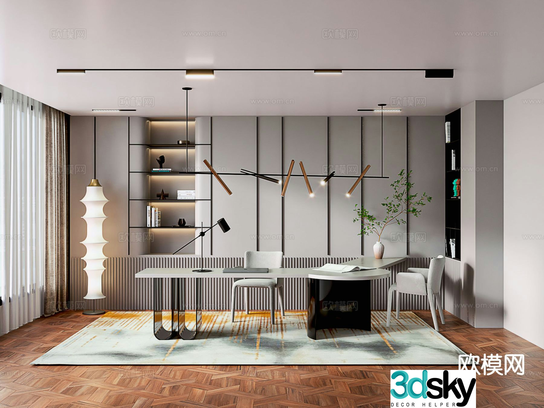 Modern study room 3d model