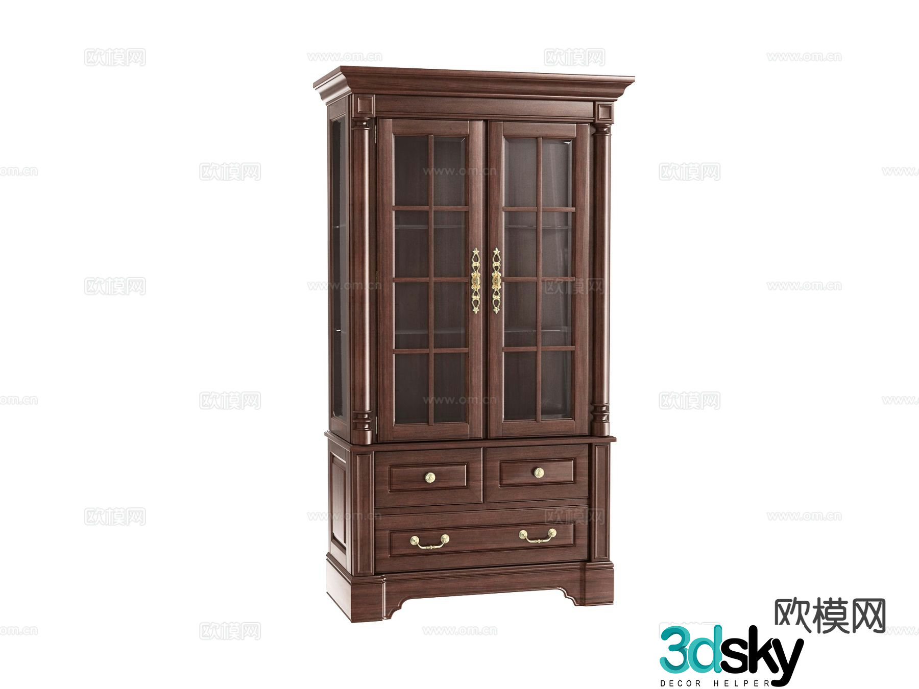 American bookcase finished cabinet hall cabinet 3d model