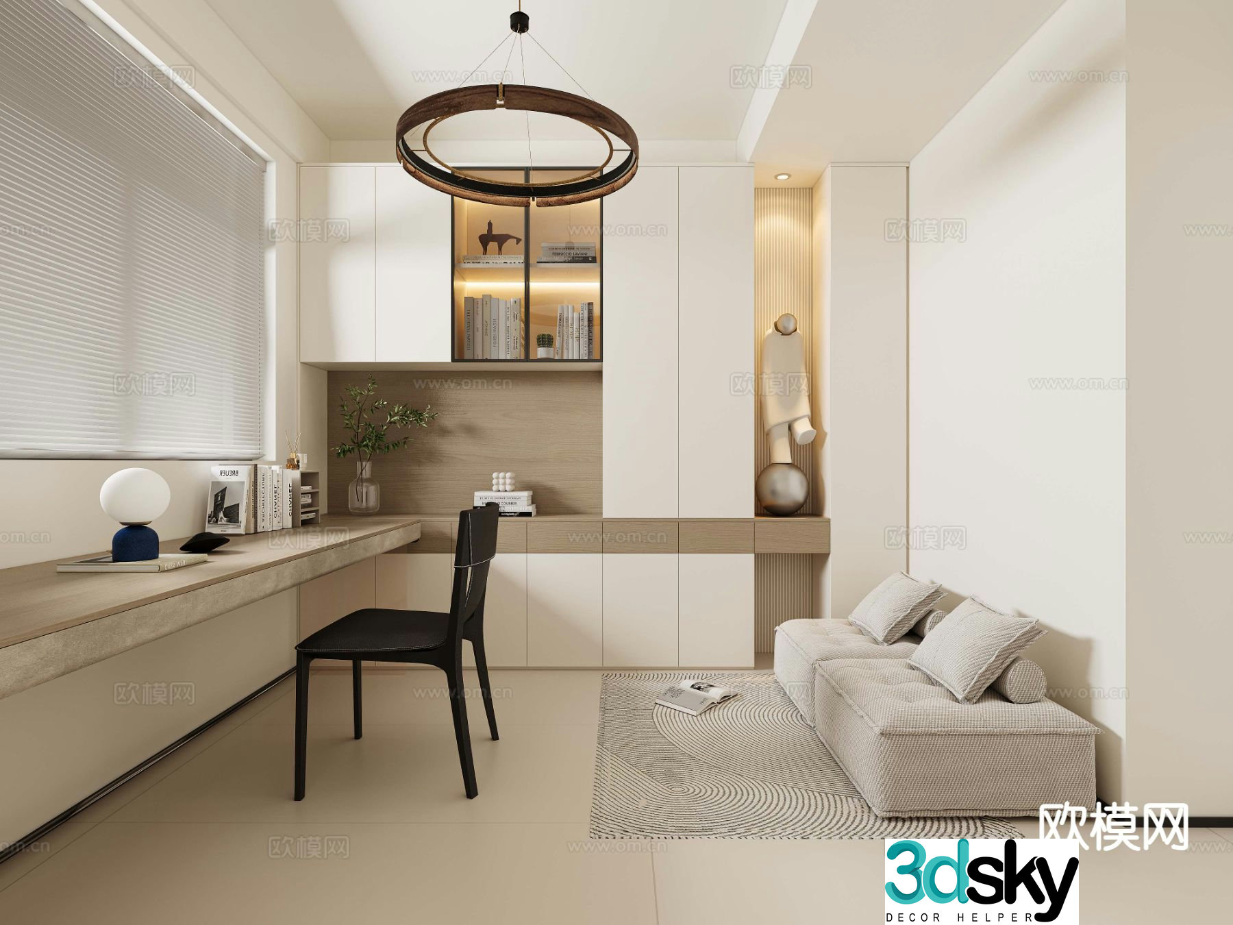 Modern study room 3d model