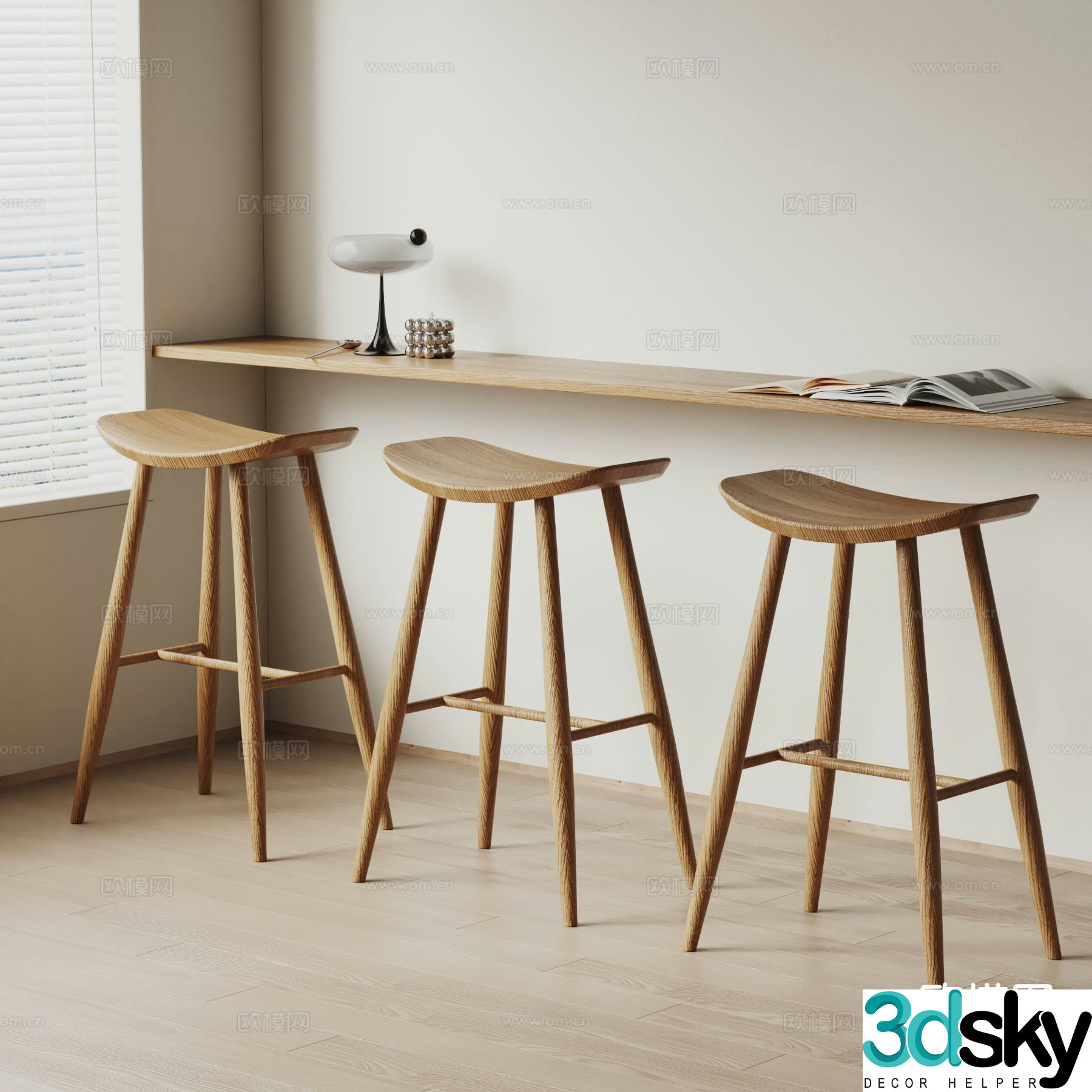 Knoll modern bar stool 3d model