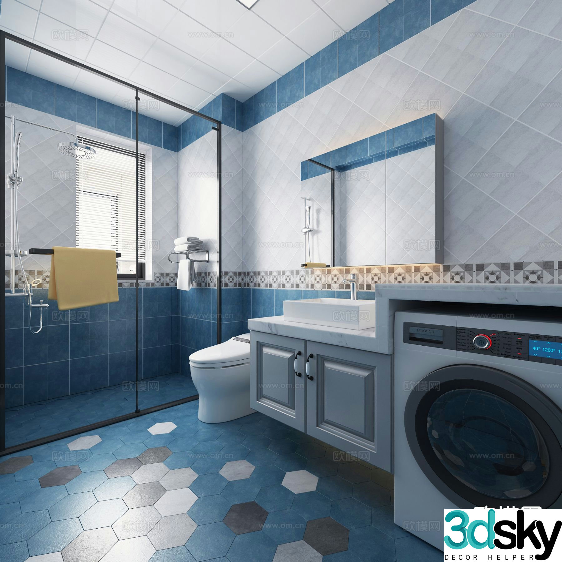 American bathroom bathroom 3d model