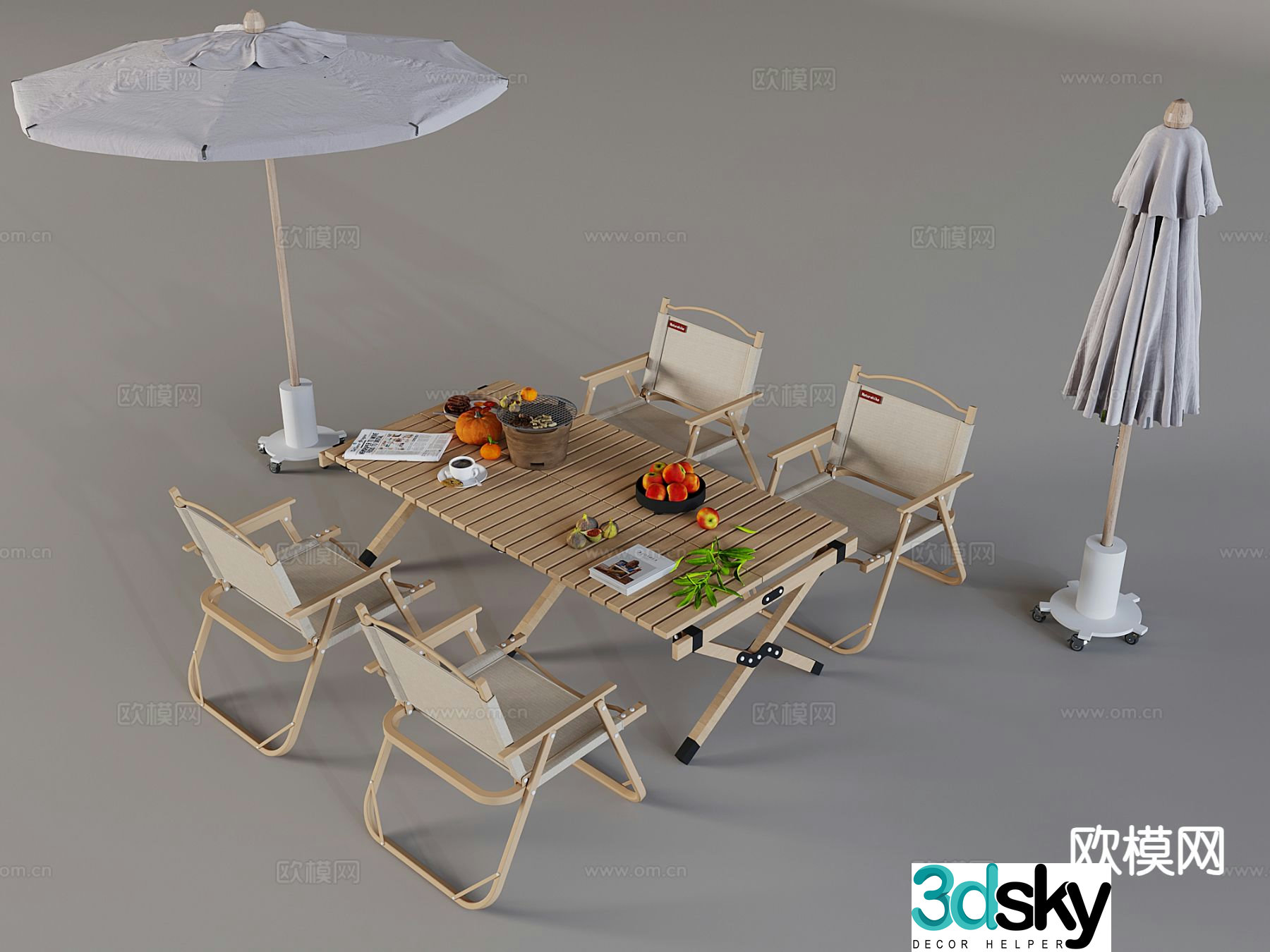 Modern outdoor table and chairs camping table and chairs 3d model