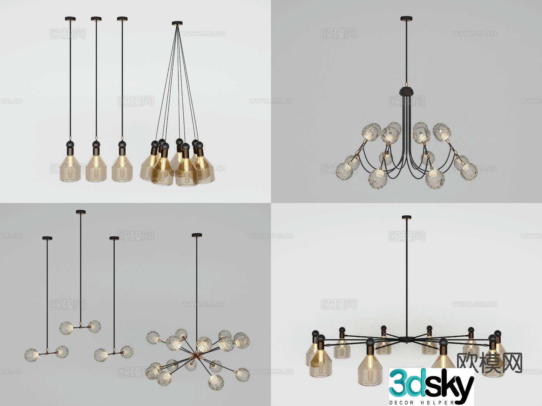 Nordic chandelier art chandelier 3d model