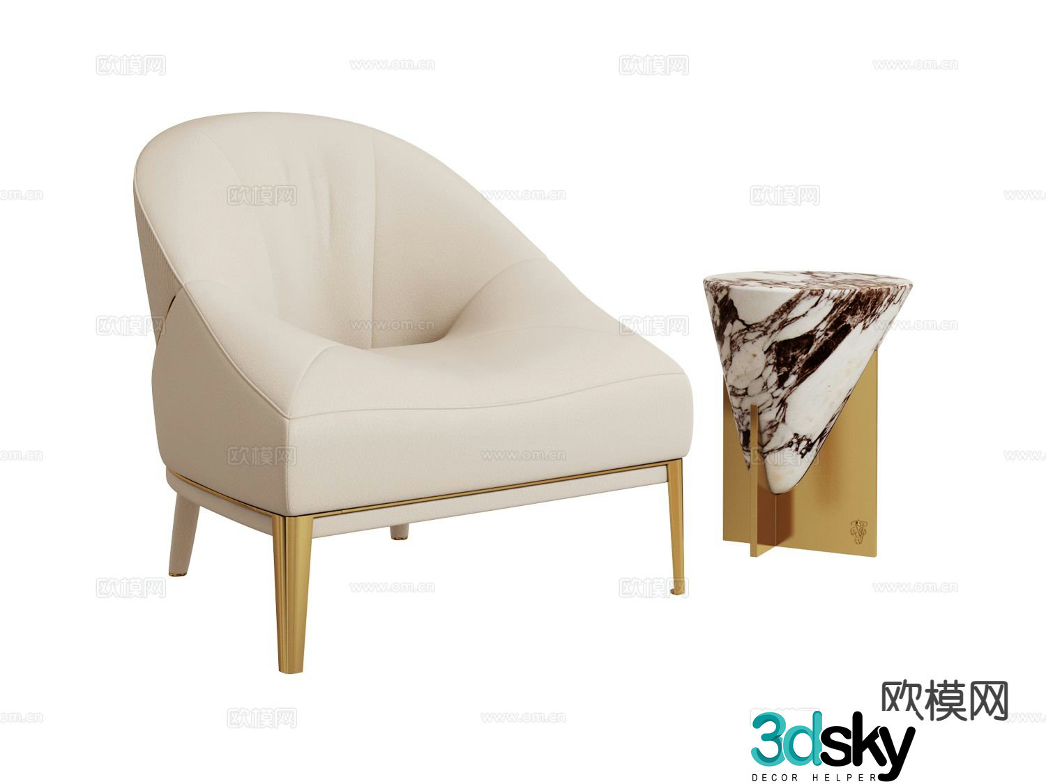 visionnaire simple European sofa chair leisure chair 3d model