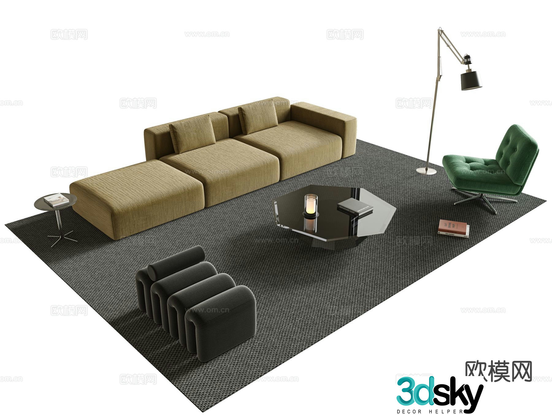 Modern sectional sofa 3d model