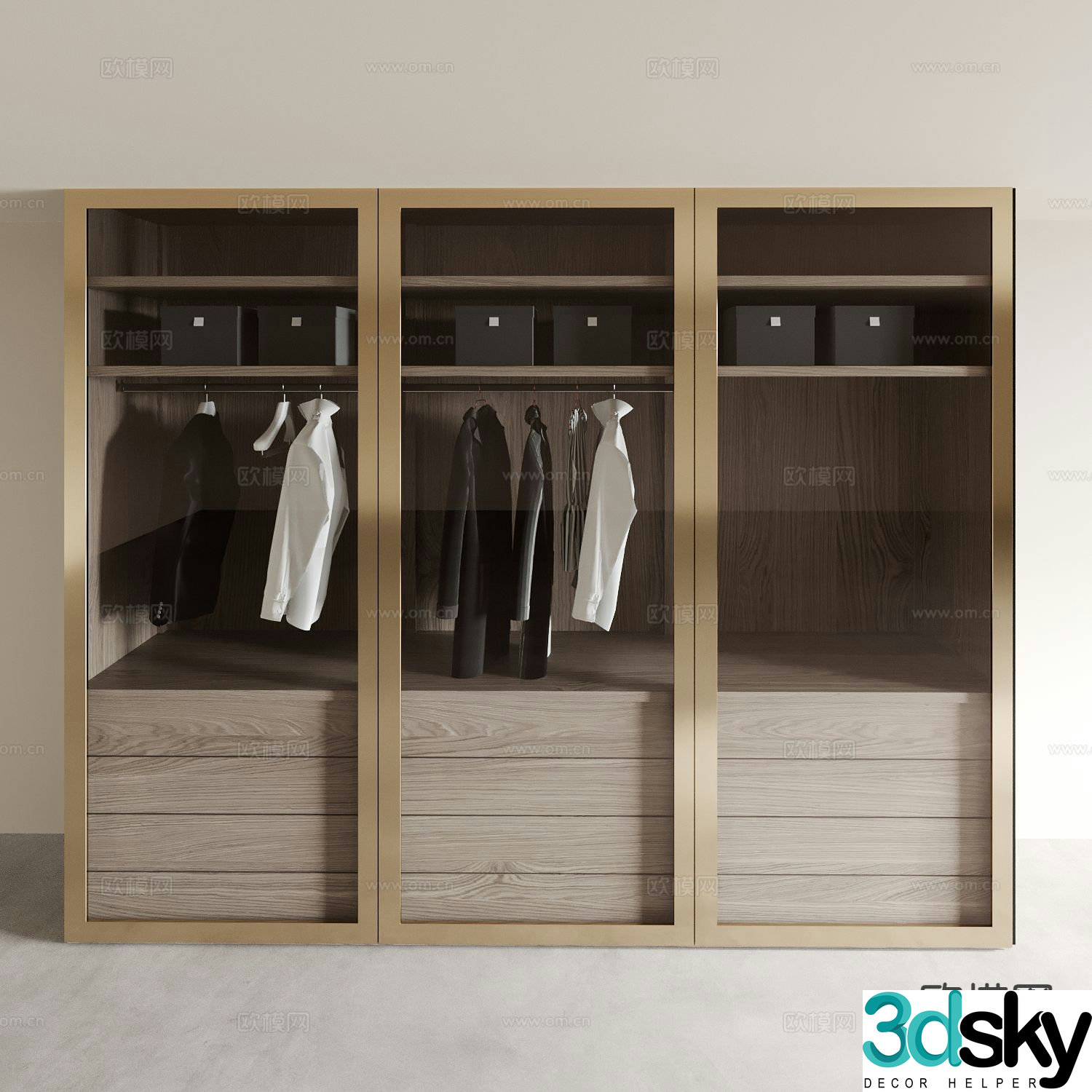 Light luxury glass wardrobe 3D model