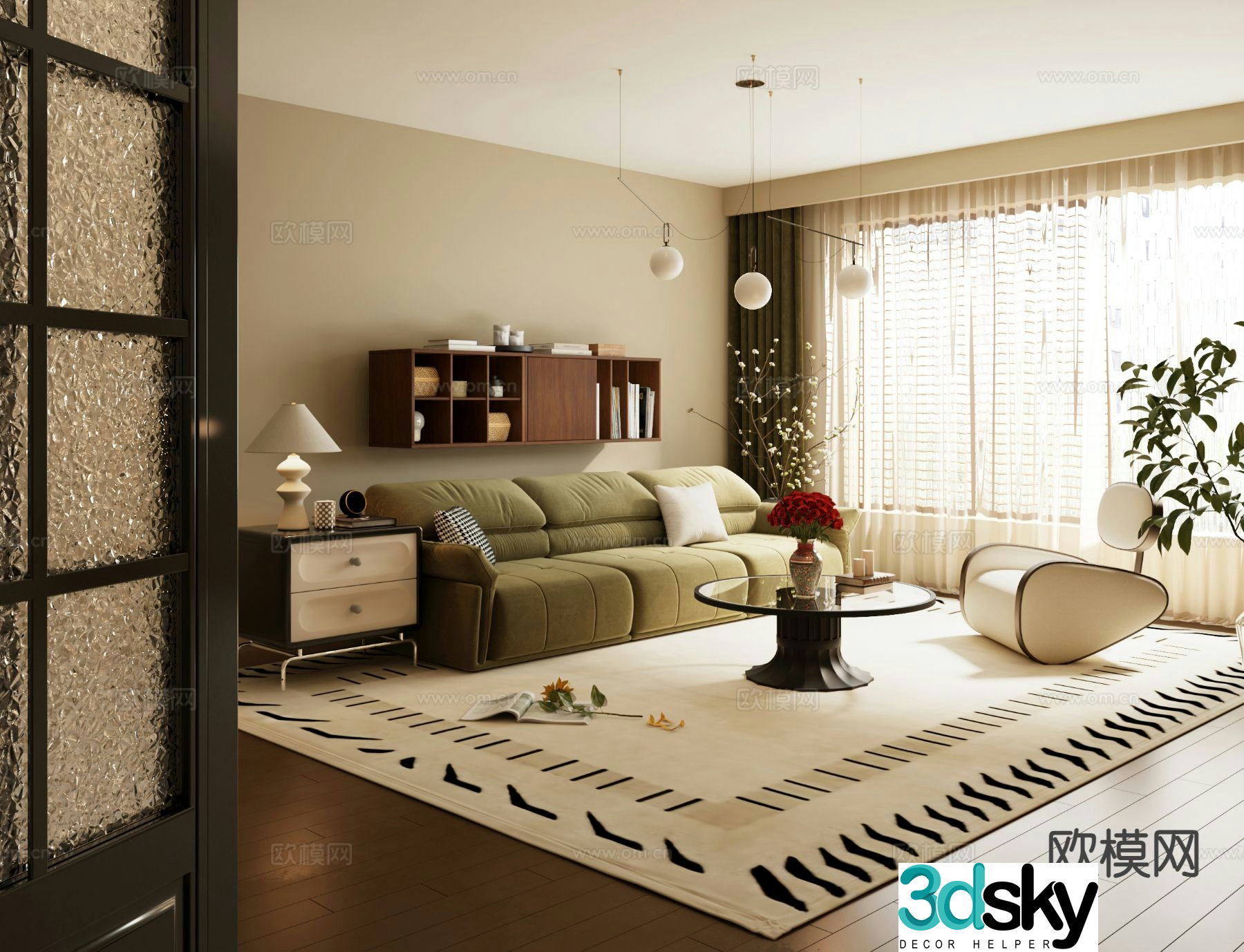American pastoral living room 3D model