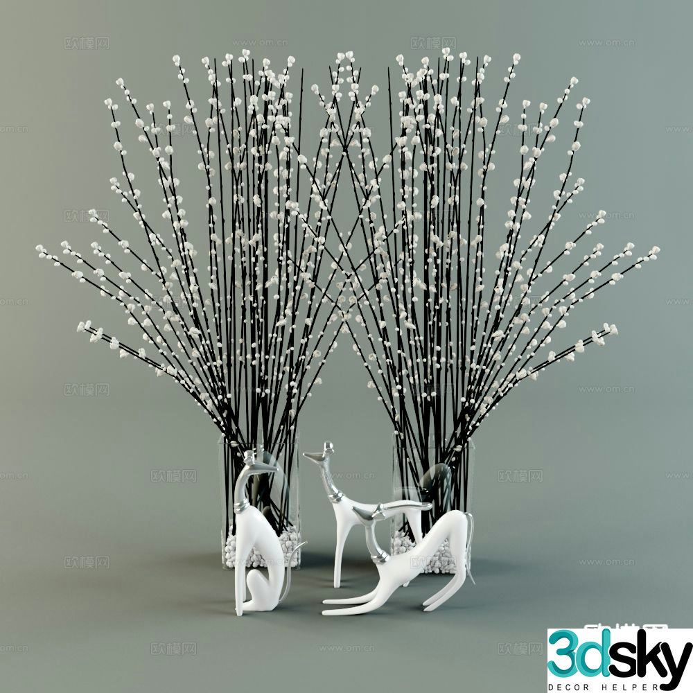 Nordic decorative vase furnishings 3d model