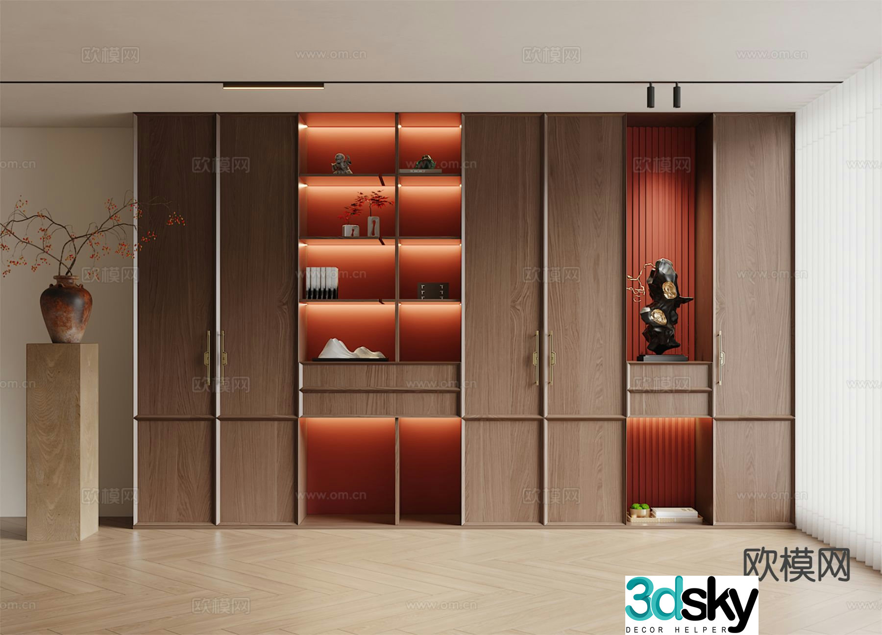 New Chinese style bookcase display cabinet storage cabinet 3d model