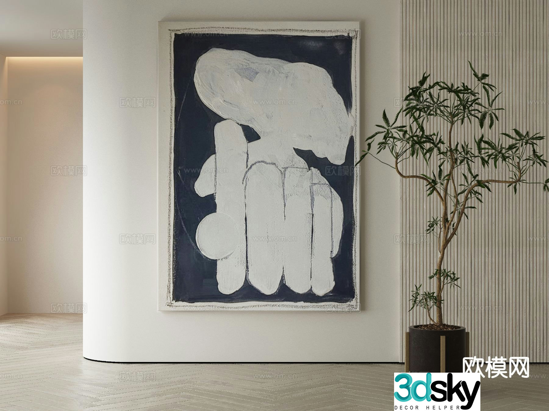 Modern texture painting decorative painting 3d model