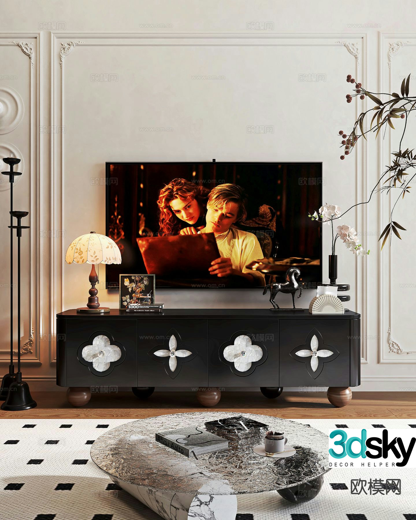 French TV cabinet 3d model