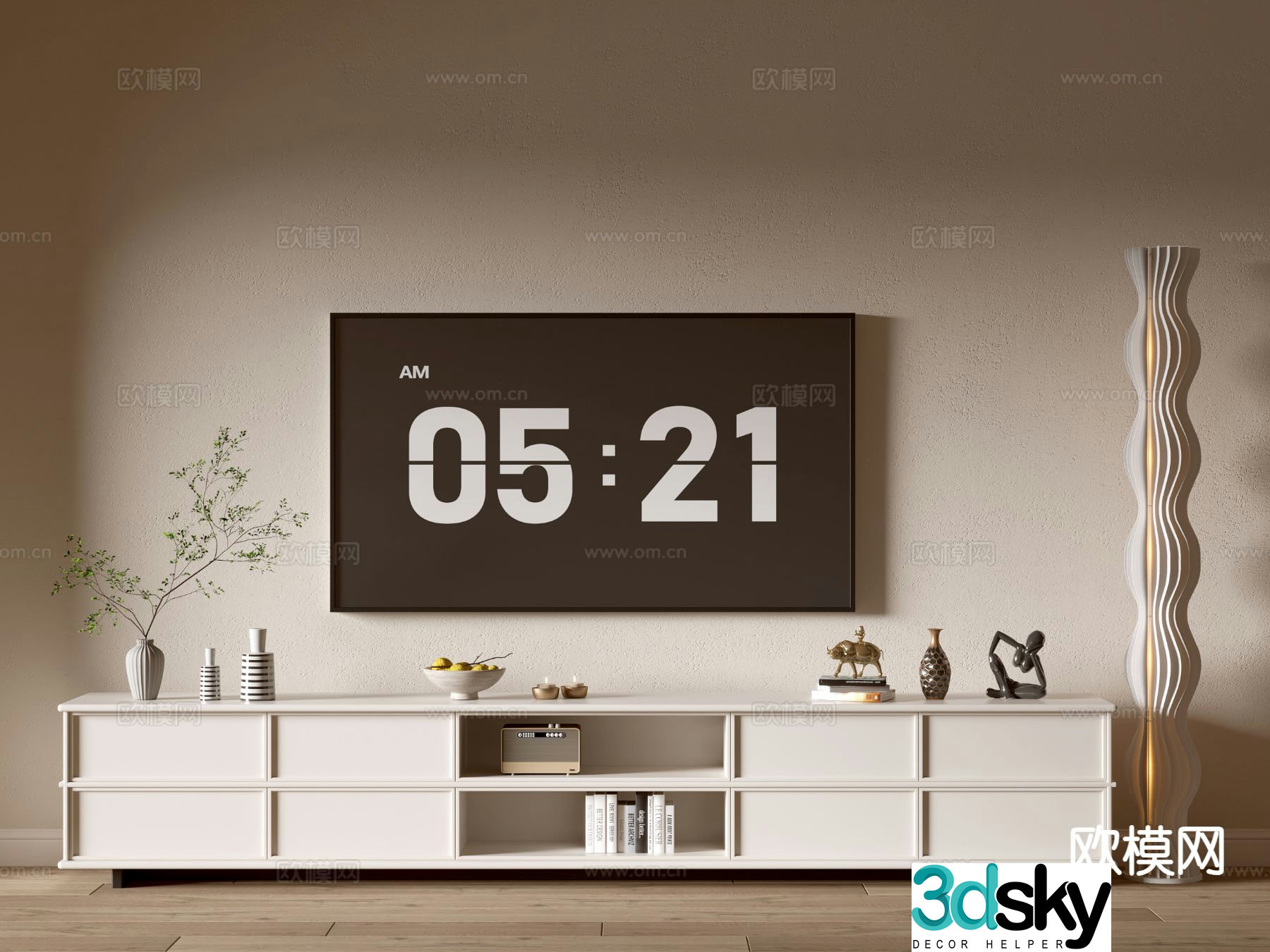 Cream style TV cabinet 3d model