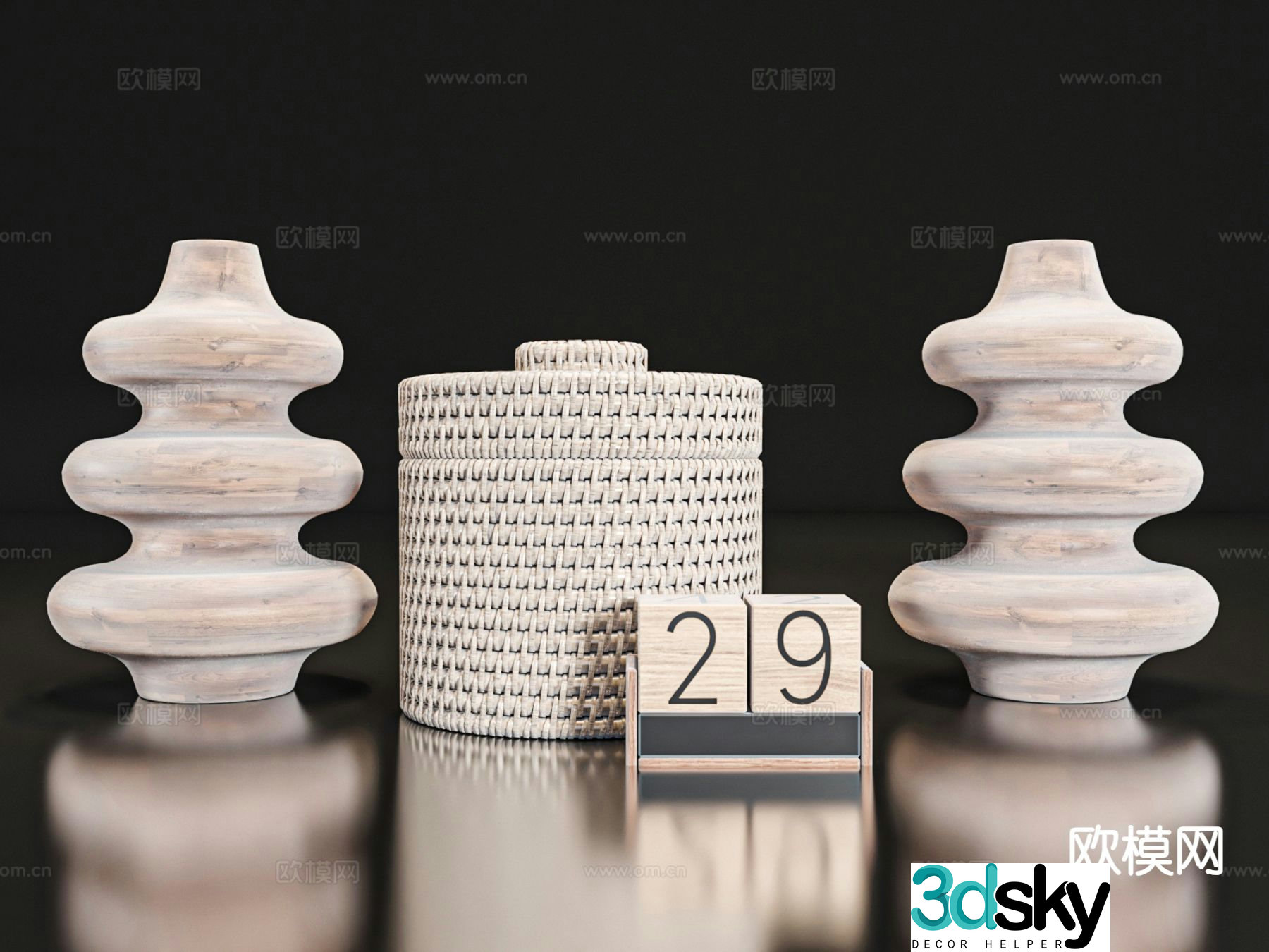 Wabi-sabi ornaments vase crafts 3D model