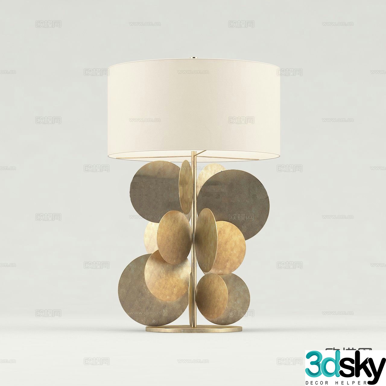 Copper Table Lamp Fabric Table Lamp 3D Model