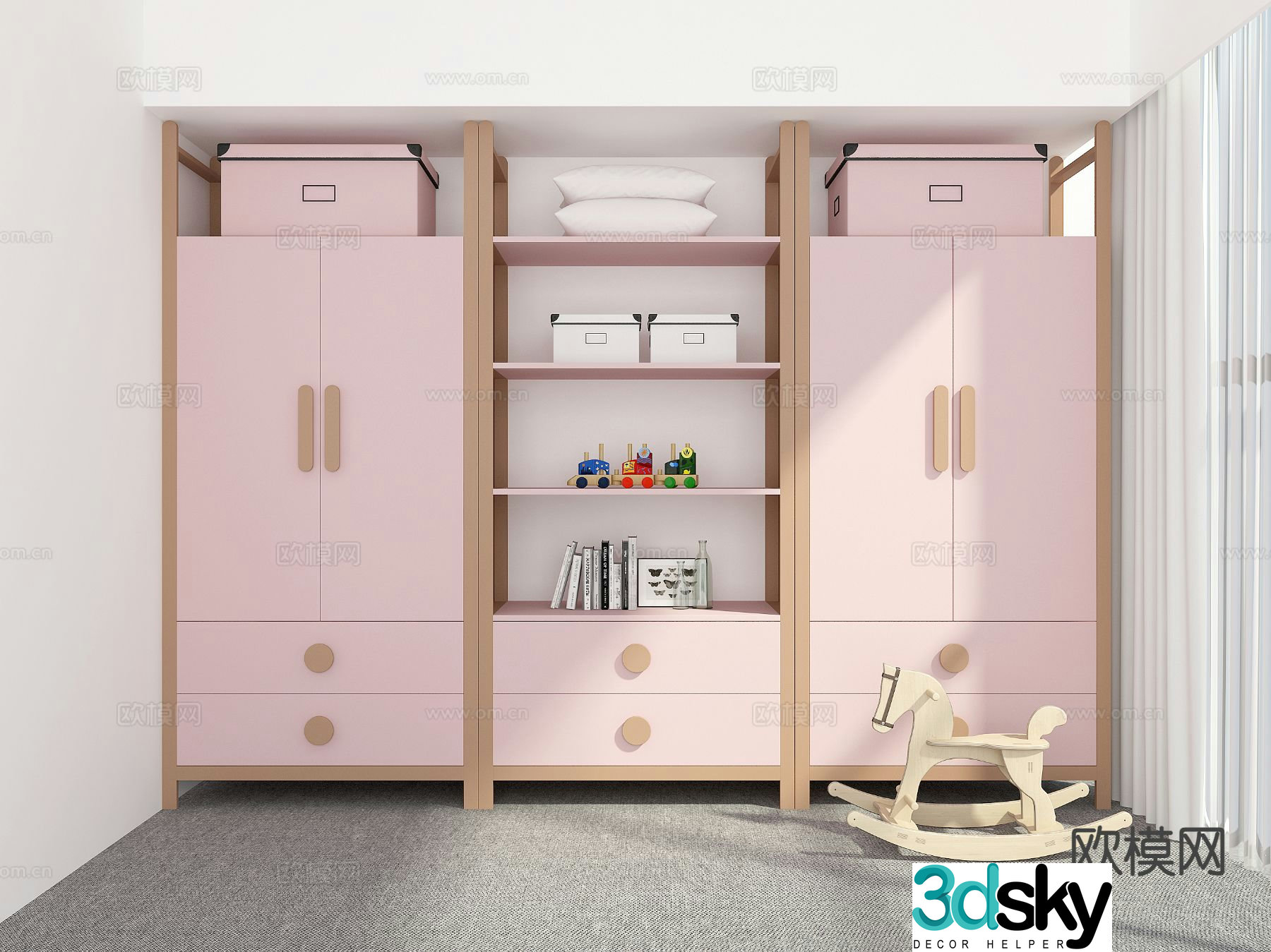 Children’s wardrobe storage cabinet 3d model