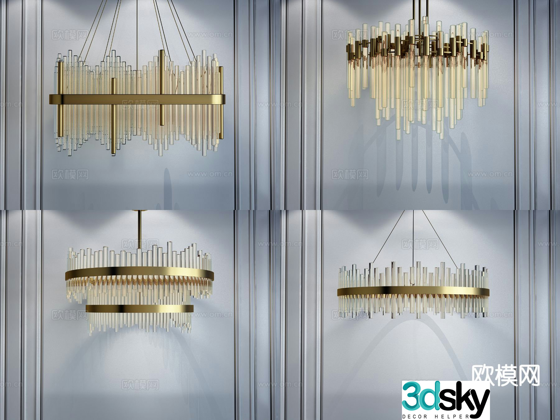 Light luxury crystal chandelier 3d model