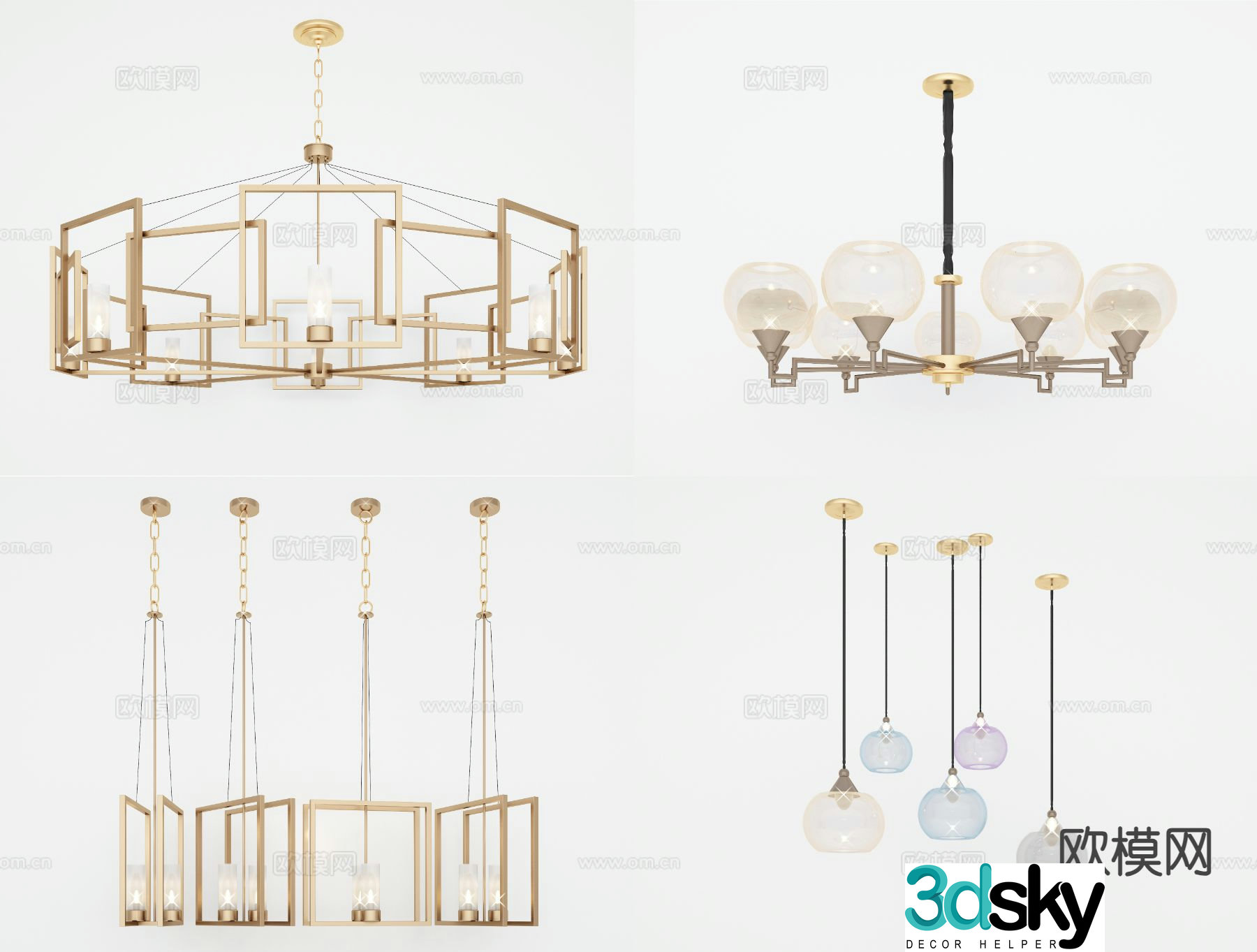 Light luxury chandelier hall chandelier 3d model